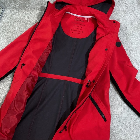 Red CALVIN KLEIN Hooded Raincoat - Picture 7 of 8